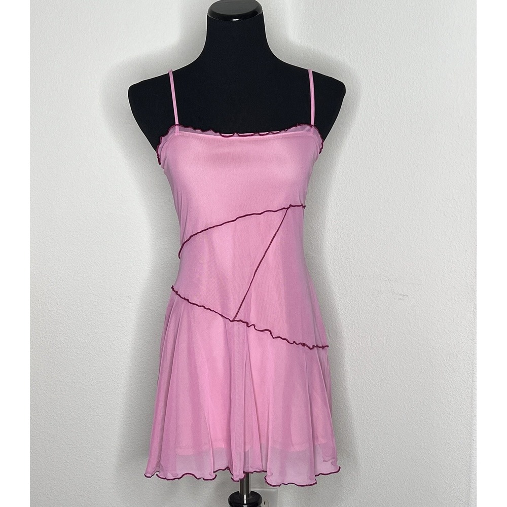 Urban Outfitters UO Moxie Mesh Mini Slip Dress Pink Small